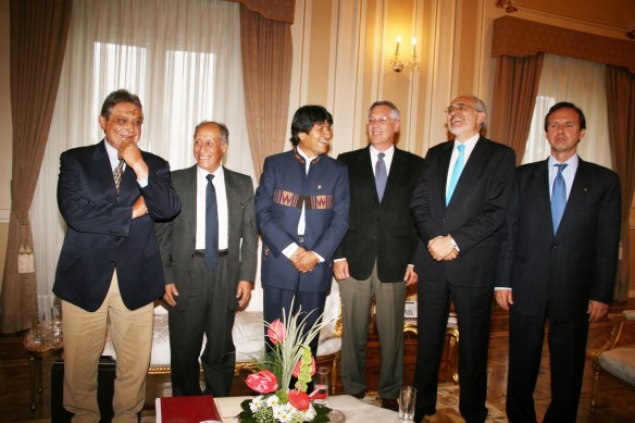 Jaime Paz, Guido Vildoso, Evo Morales, Eduardo Rodriguez, Carlos de Mesa, Jorge Quiroga